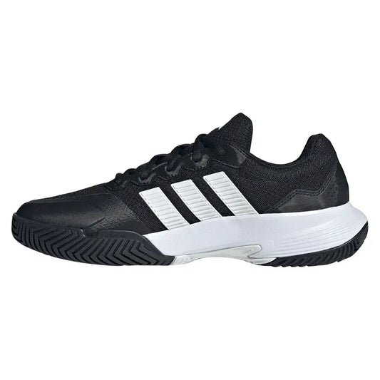 Juniors' GameCourt 2 Tennis Shoes Core Black and Silver Metallic