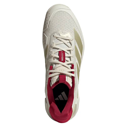 Men's Adizero Ubersonic 5 Tennis Shoes Chalk White and Ice Gold Metallic
