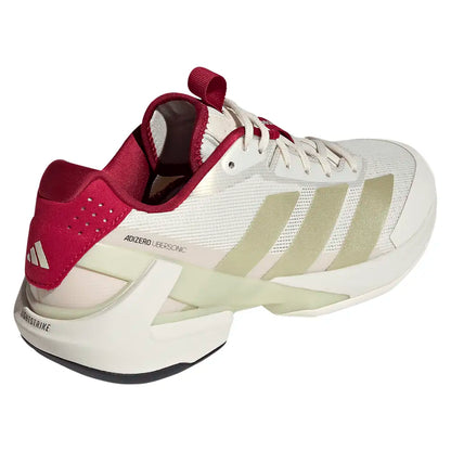 Men's Adizero Ubersonic 5 Tennis Shoes Chalk White and Ice Gold Metallic