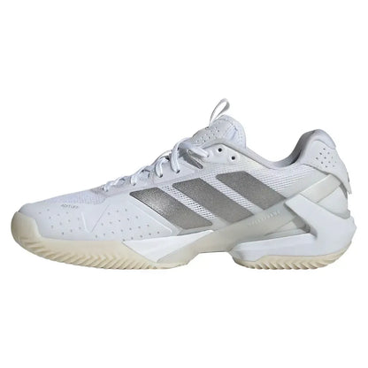 Women's adizero Ubersonic 5 Clay Tennis Shoes Footwear White and Silver Metallic