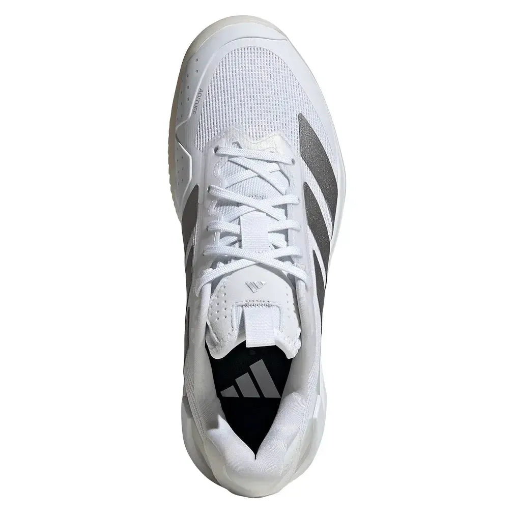 Women's adizero Ubersonic 5 Clay Tennis Shoes Footwear White and Silver Metallic