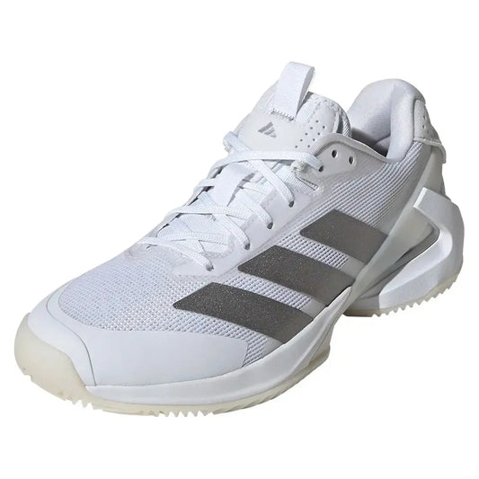Women's adizero Ubersonic 5 Clay Tennis Shoes Footwear White and Silver Metallic-Footwear-Adidas-JS2890-F25-y-Tennis Express