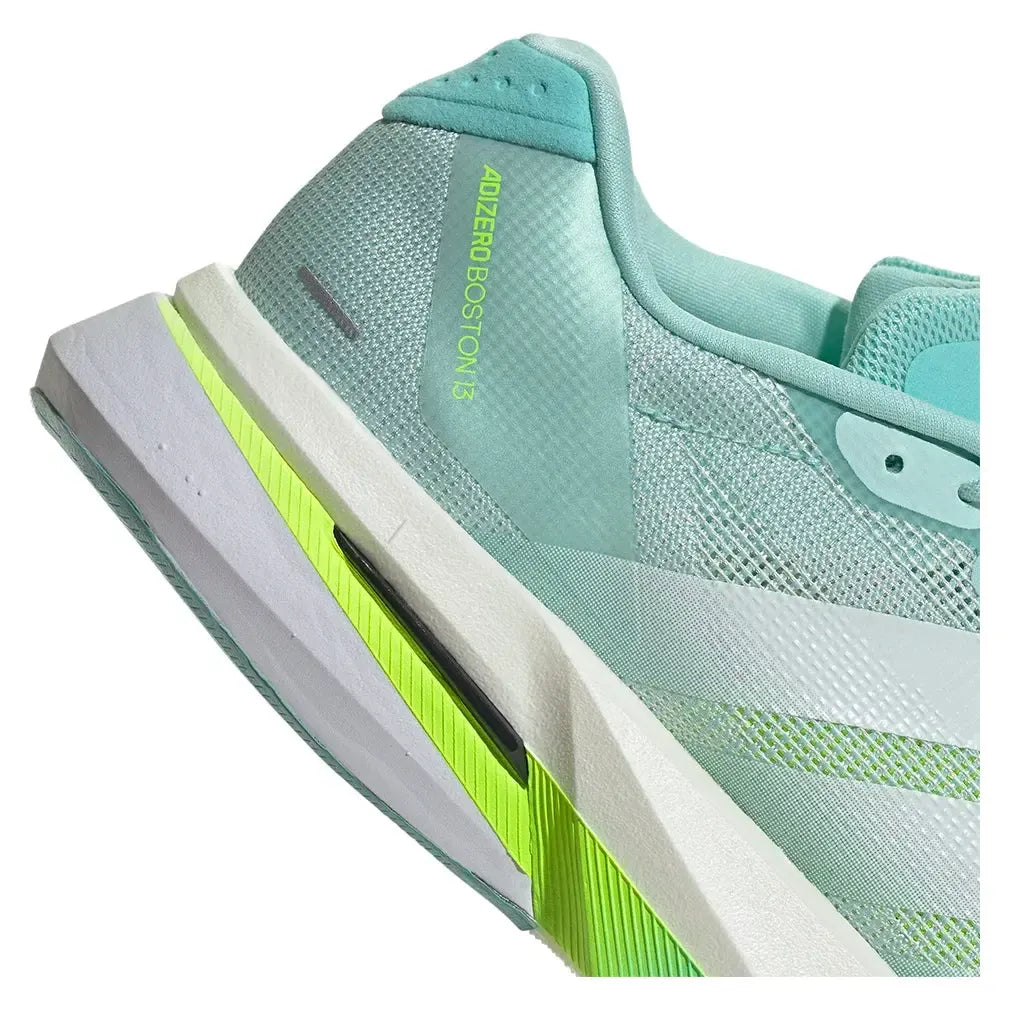Women's Adizero Boston 13 Running Shoes Semi Flash Aqua and Zero Metallic