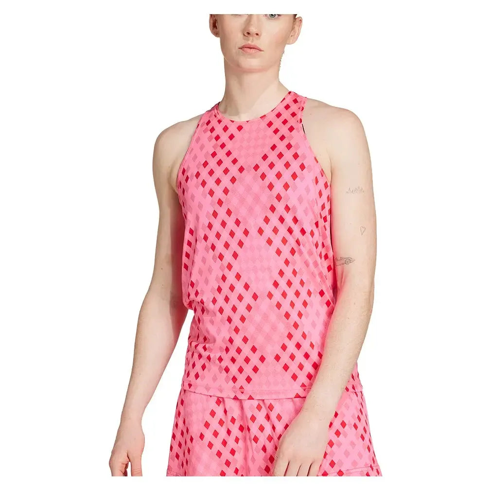 Women's Club Graphic Tennis Tank Lucid Pink and Better Scarlet