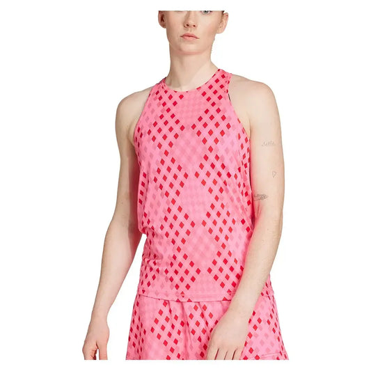 Women's Club Graphic Tennis Tank Lucid Pink and Better Scarlet
