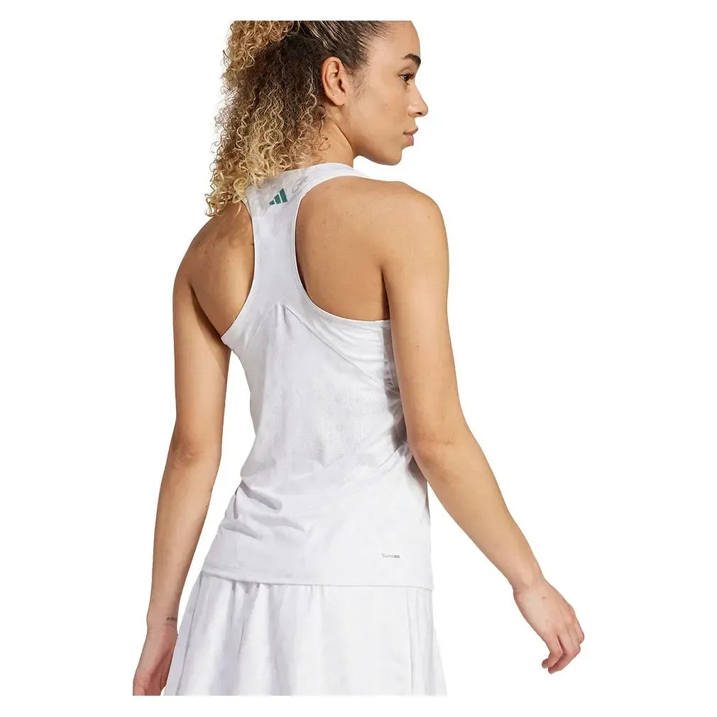 Women's Club Graphic Tennis Tank White and Dash Grey