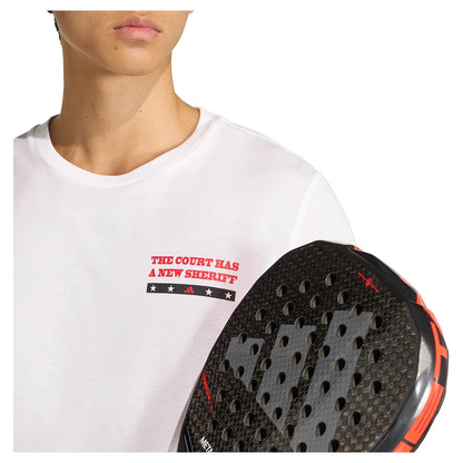 Men's Padel Wanted Graphic Tennis Tee White