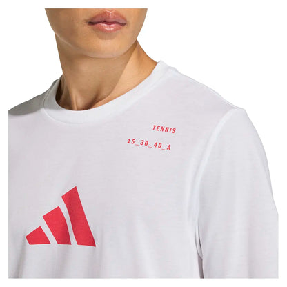 Men's Graphic Tennis Top White and Pure Ruby