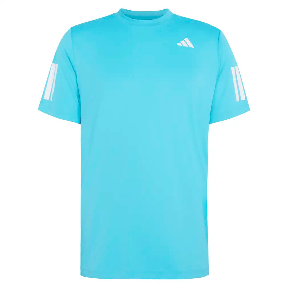 Men's Club 3 Stripe Tennis Tee Signal Cyan-Apparel-Adidas-KB9728-S26-1-Tennis Express