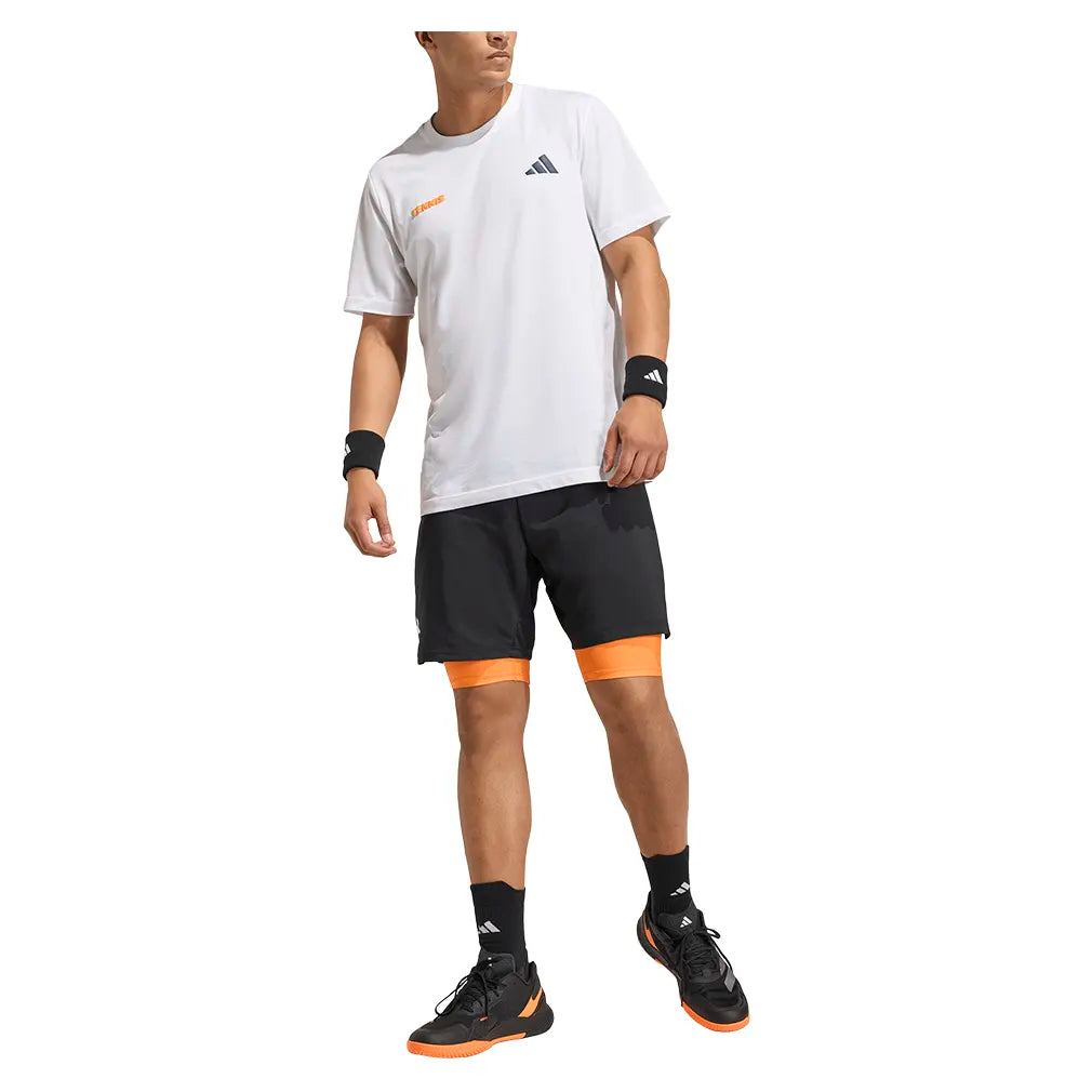 Men's Club 2IN1 7 Inch Tennis Short Black and Pure Orange