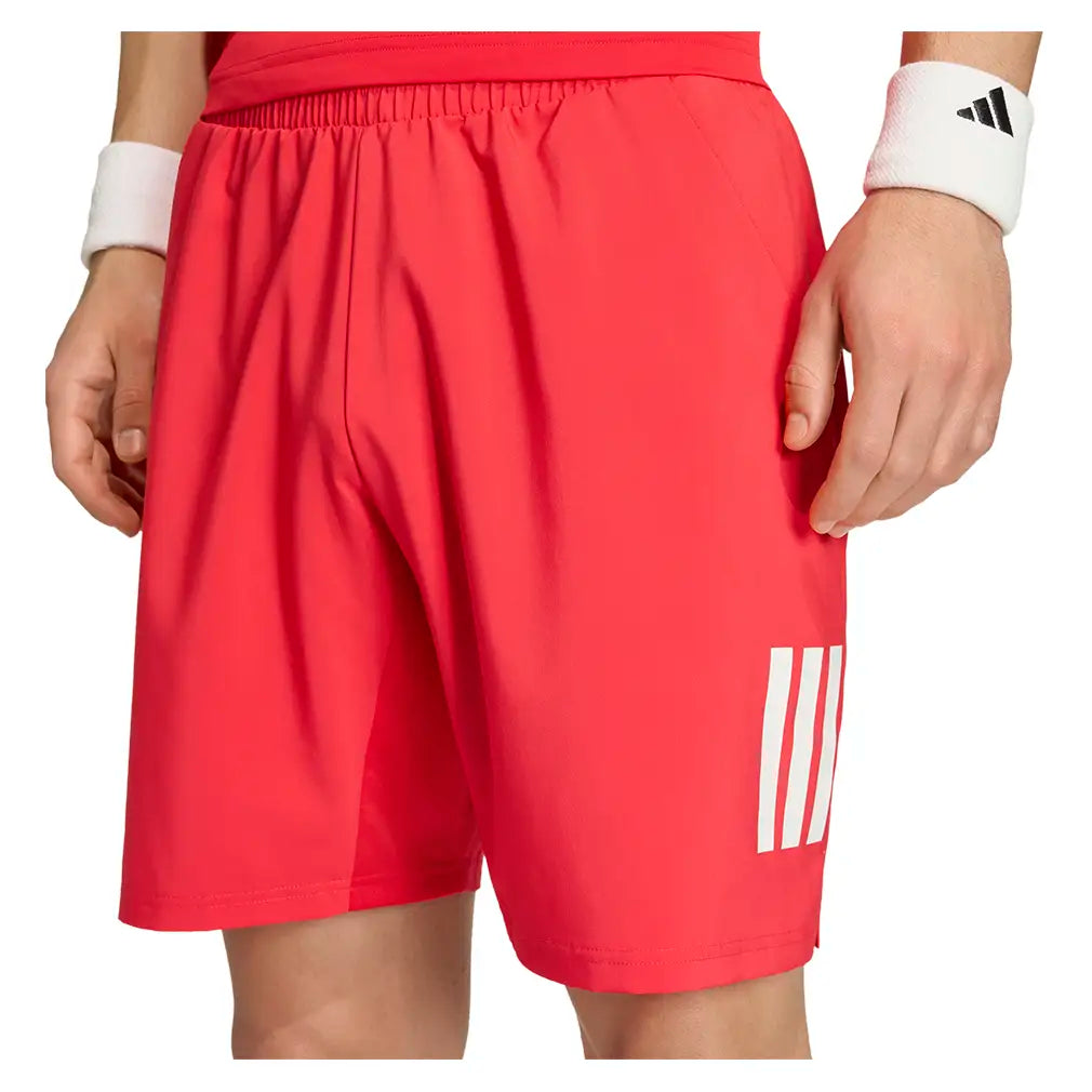 Men's Club 9 Inch 3 Stripe Shorts Pure Ruby