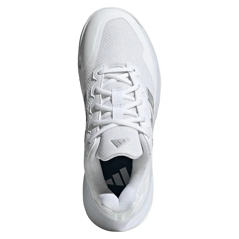 Women's GameCourt 2 Tennis Shoes Core White and Silver Metallic