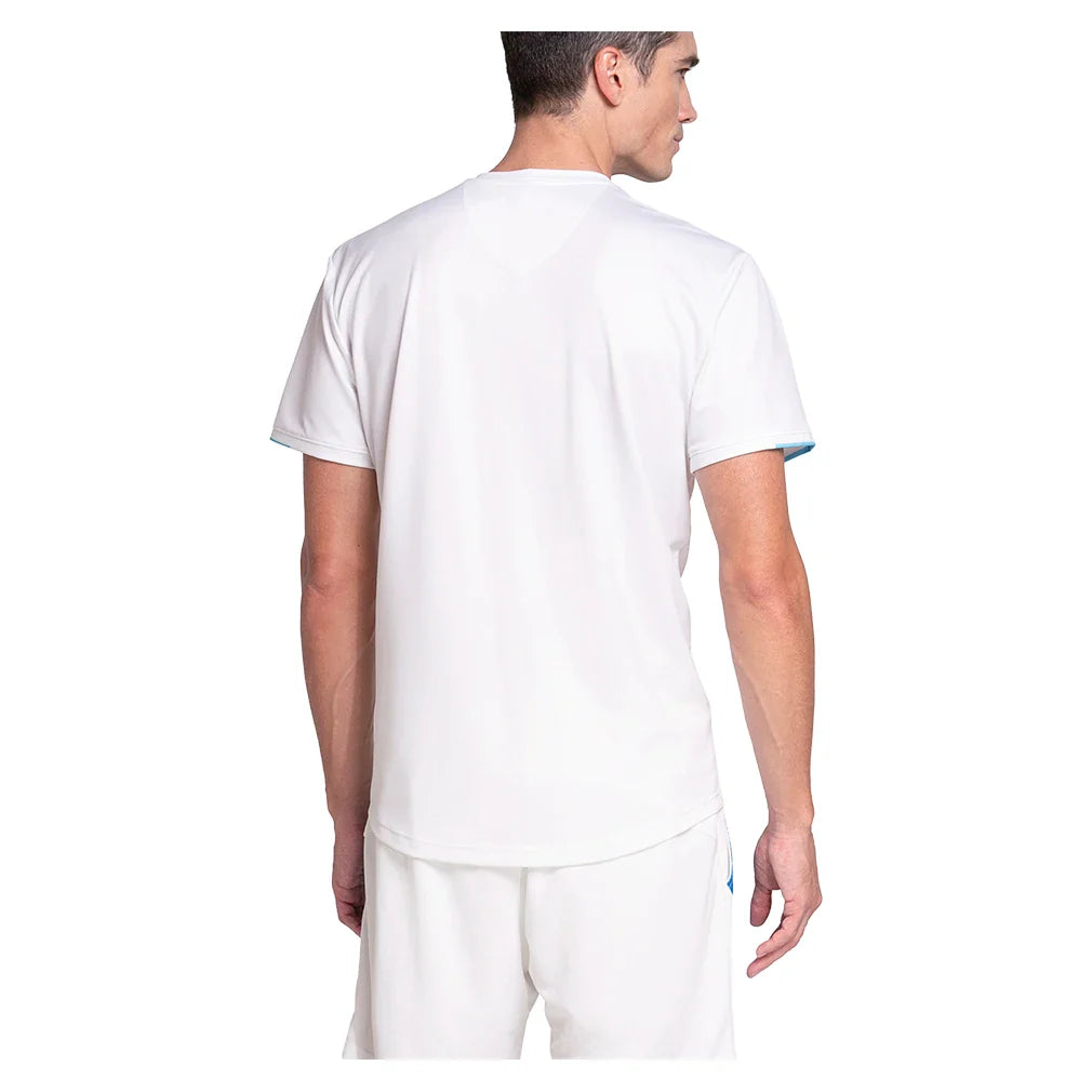 Men's Downforce Short Sleeve Tennis Top White and Blue