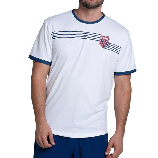 Men's Tradition Short Sleeve Tennis Top White-Apparel-K-Swiss-KMT47-Y18155_f8d41210-3ffd-4b22-9e5b-bad731d07a9e-Tennis Express