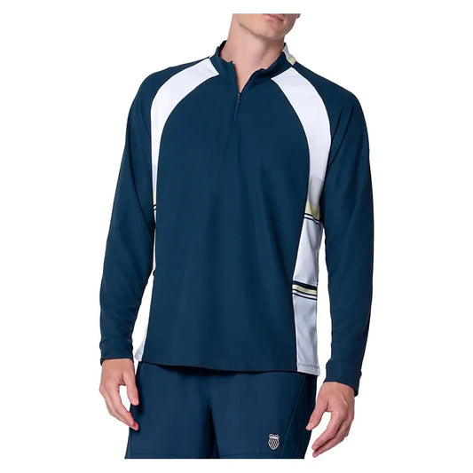 Men's Forge 1/4 Zip Long Sleeve Tennis Top PCOT-Apparel-K-Swiss-KMT77-35D461F25-2-Tennis Express