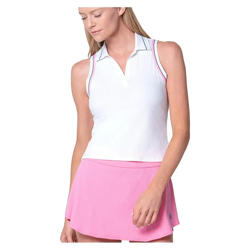 Women's Set Sleeveless Tennis Polo White and Pink-Apparel-K-Swiss-KWT63-46D115-1-1-[Sku]-Tennis Express