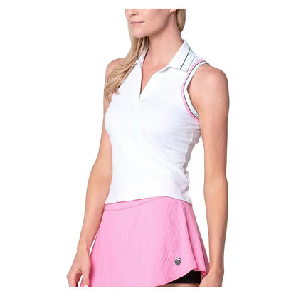 Women's Set Sleeveless Tennis Polo White and Pink