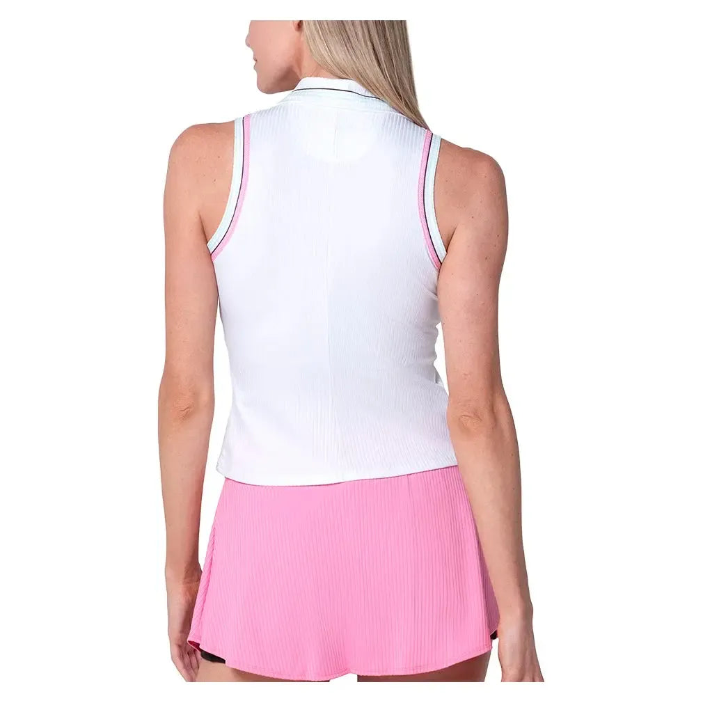 Women's Set Sleeveless Tennis Polo White and Pink