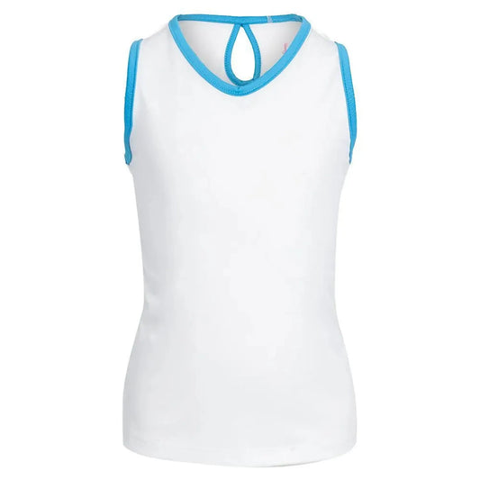 Girl's Keyhole Back Tennis Tank White-Apparel-Little Miss Tennis-MOR31-U23-Tennis Express