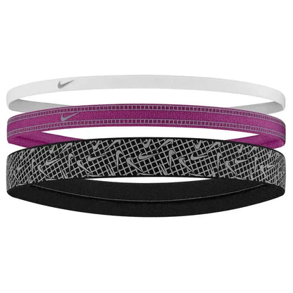 Unisex Mixed Width Reflective Graphic Headbands 3 Pack White and Hot Fuchsia-Accessories-Nike-N1012169-158H24_22ee141c-f921-4aee-ac2e-47cf021d6867-Tennis Express