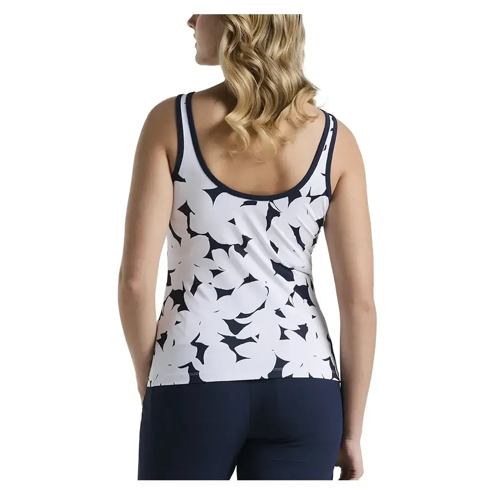 Women's Riviera Floral Print Tennis Tank Black Iris