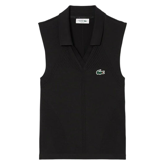 Women's On Court Sleeveless Tennis Polo Black-Apparel-Lacoste-EUR34/36-, [current_file_name-Tennis Express