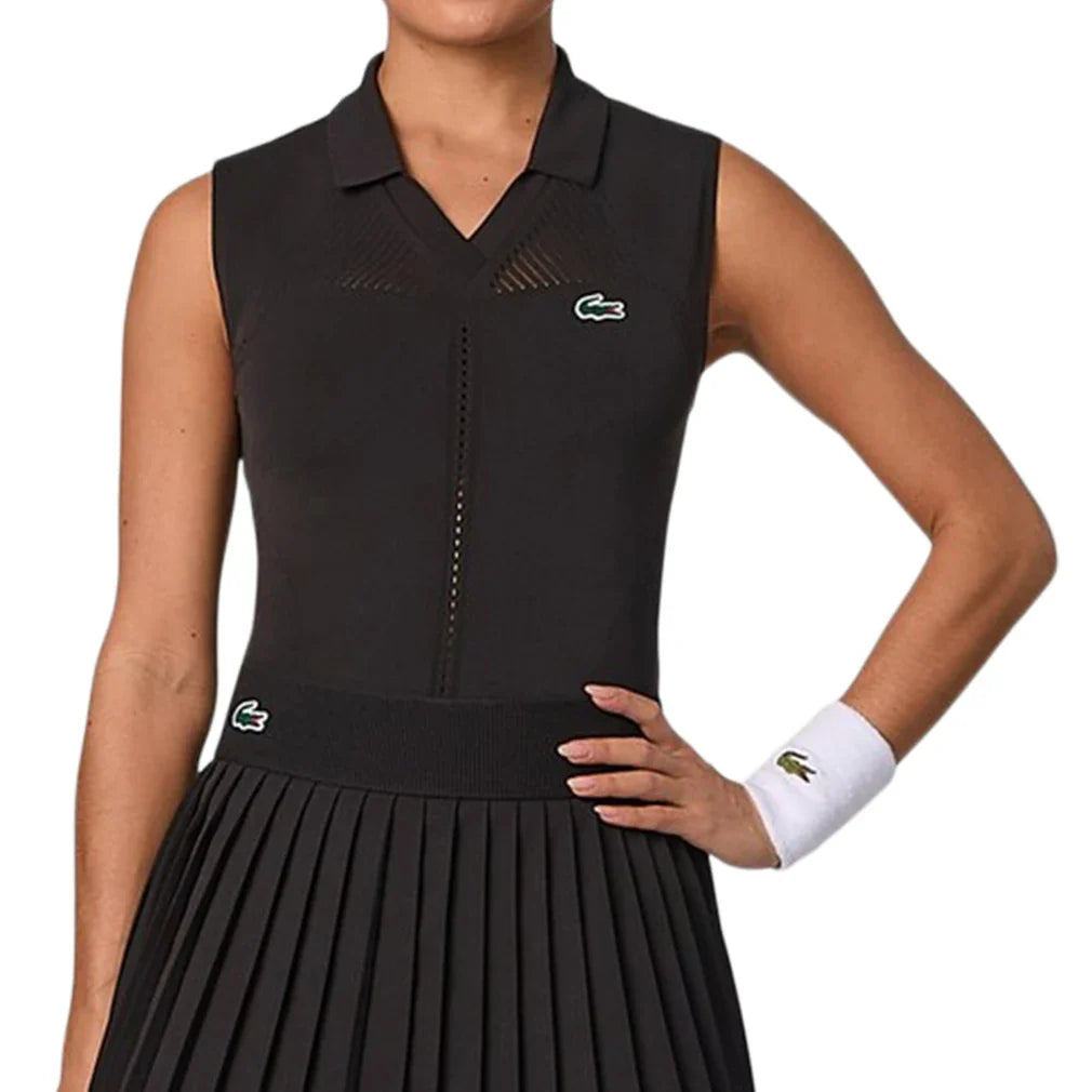 Women's On Court Sleeveless Tennis Polo Black