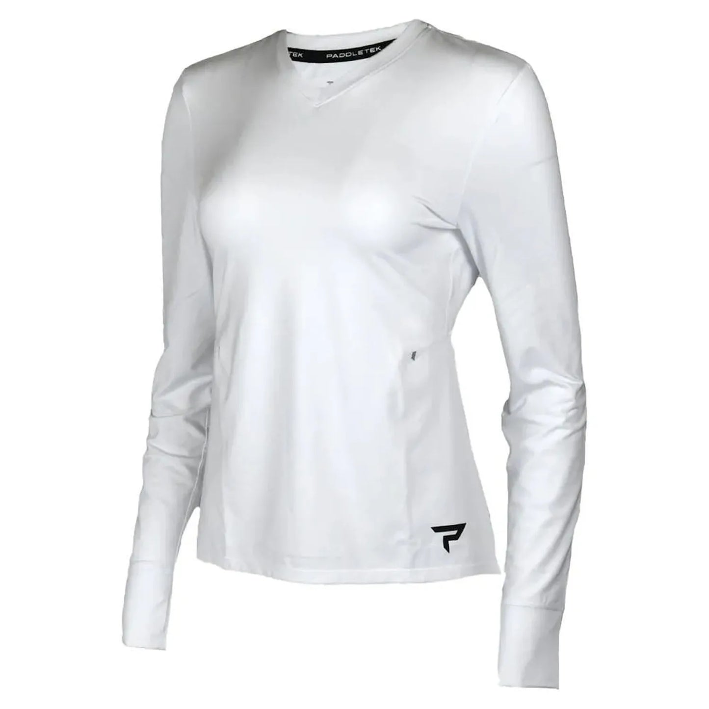 Womens Long Sleeve Performance Tennis Top White and Black-Apparel-Paddletek-PTW06-WU24-Tennis Express