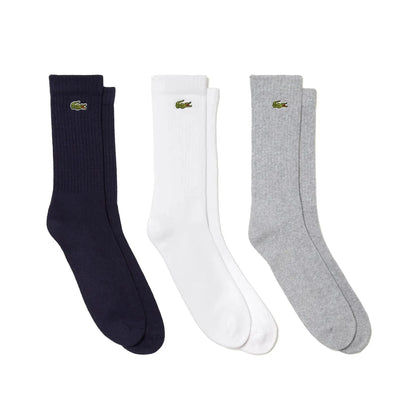 Unisex Core Performance Solid Jersey Tennis Tube Socks 3 Pack Silver Chine and White
