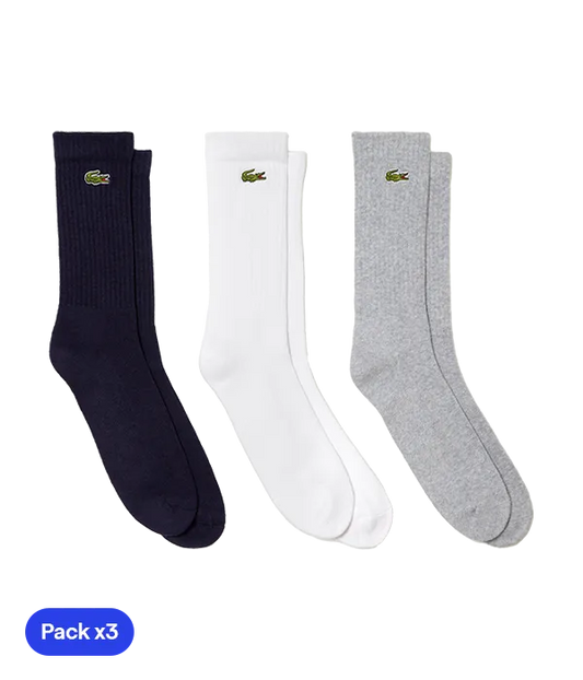 Socks Lacoste Sport Blanco/Gris/Azul (Pack x3)