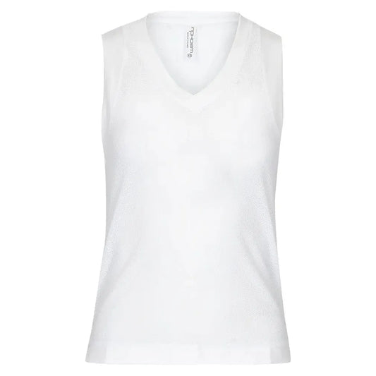 Women's Baila V Neck Tennis Tank White-Apparel-Inphorm-S25021-001U25-Tennis Express