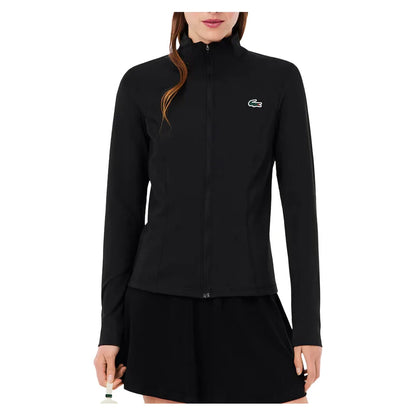 Women's Essentials Tennis Demi-Zip Top Black-Apparel-Lacoste-SF0145-031-Tennis Express