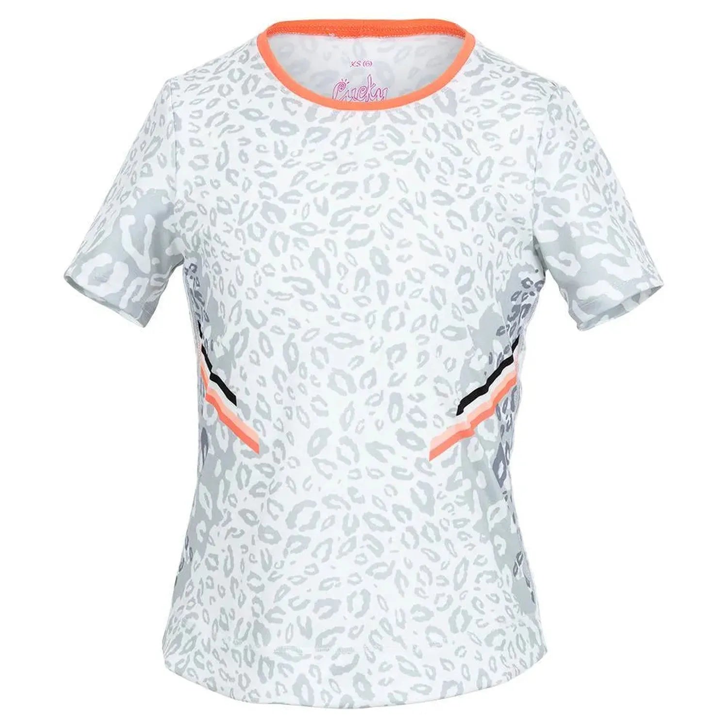 Girls' Cool Cat Short Sleeve Tennis Top Orange Glow-Apparel-Lucky In Love-T187-L49810U22-Tennis Express