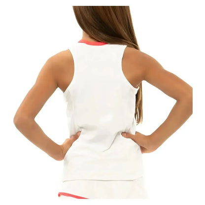 Girls' V-Neck Cutout Tennis Tank White and Coral Crush
