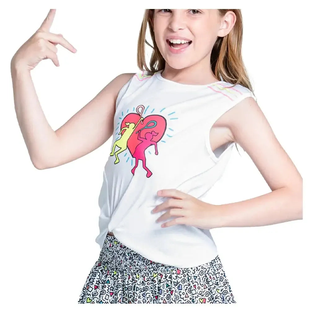 Girls' Retro Doodles Tennis Tank Multicolor