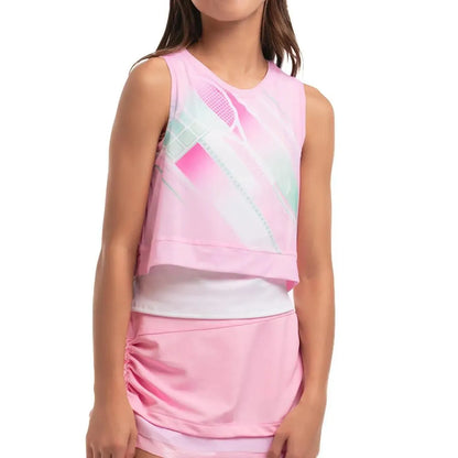 Girl's Deco In Love Tennis Tank White
