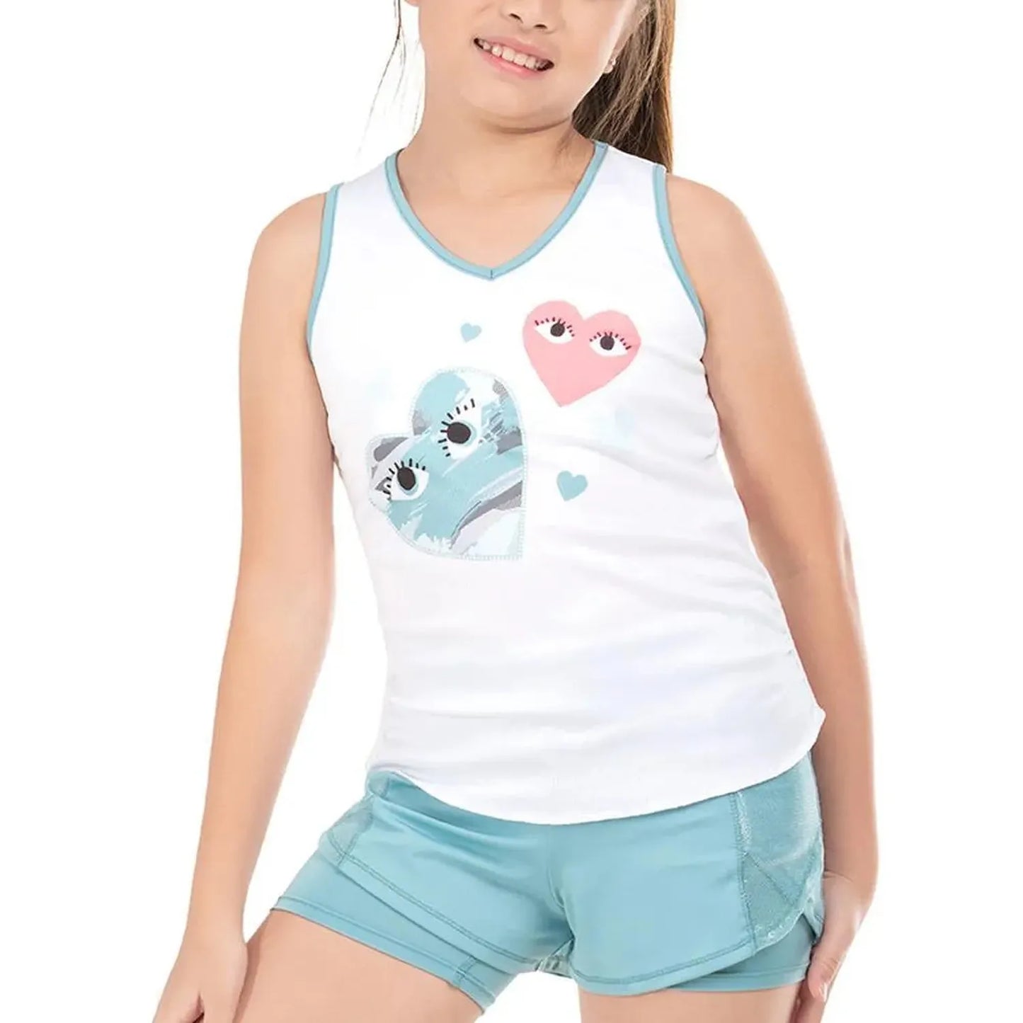 Girl's Love Me Rib Tennis Tank White-Apparel-Lucky In Love-T277-U94110-1-2-[Sku]-Tennis Express