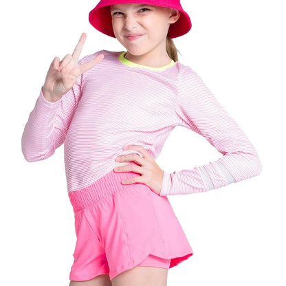 Girls' Victory Steak Long Sleeve Tennis Top Pink