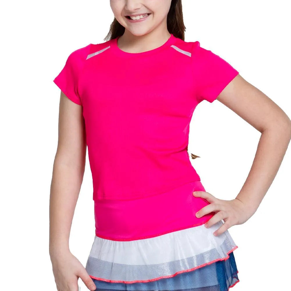 Girls' Hip To It Short Sleeve Tennis Top Shocking Pink