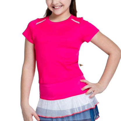 Girls' Hip To It Short Sleeve Tennis Top Shocking Pink