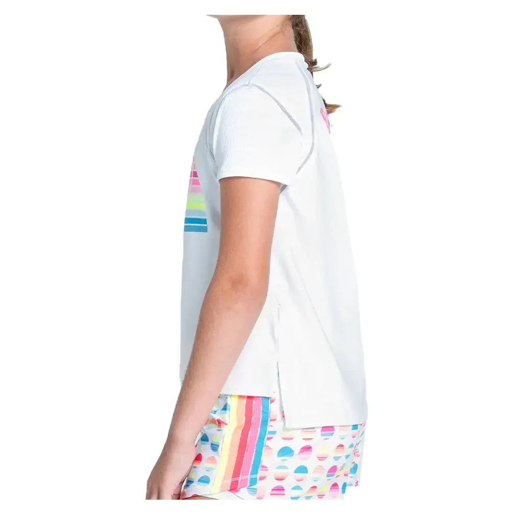 Girls' Retro Sunset Short Sleeve Tennis Top White