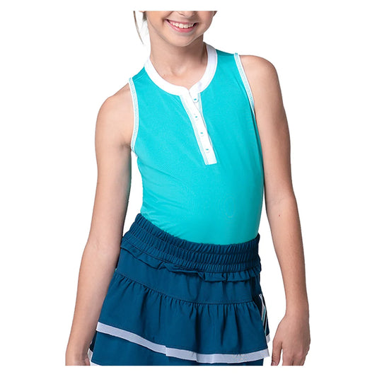 Girls' Henley Tennis Tank Aquamarine-Apparel-Lucky In Love-T312-416H25-669590Tennis Express