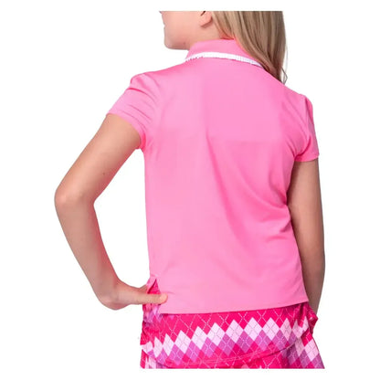 Girls' Pleated Short Sleeve Tennis Polo Pink