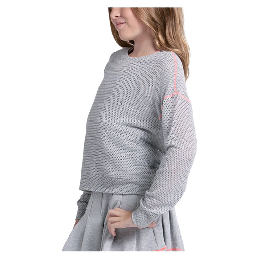 Girls' Chill Day Long Sleeve Tennis Top Heather Grey