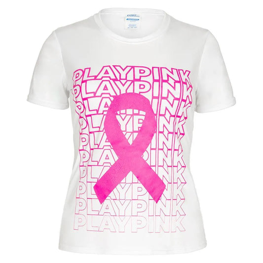 Women's Play Pink Performance Tee White-Apparel-TENNIS EXPRESS-TEPLAYPINKWH-1-Tennis Express