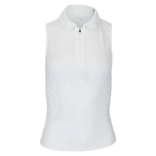 Women's Shirred Zip Polo Tennis Tank White-Apparel-Thrive Societe-TK4096120-WHTU25-Tennis Express