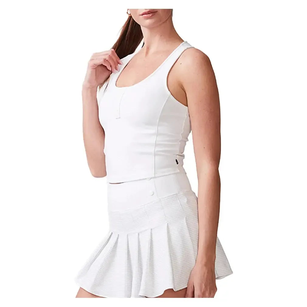 Women's Ottoman Knit Tennis Tank White