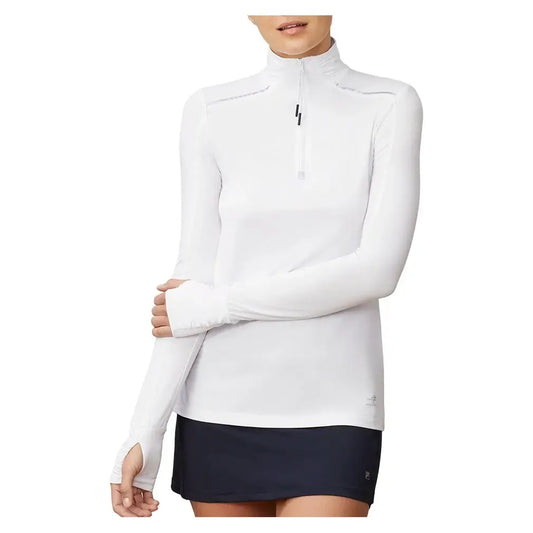 Women's 1/4 Zip Long Sleeve Pickleball Top White-Apparel-Fila-TW017353_100-Tennis Express