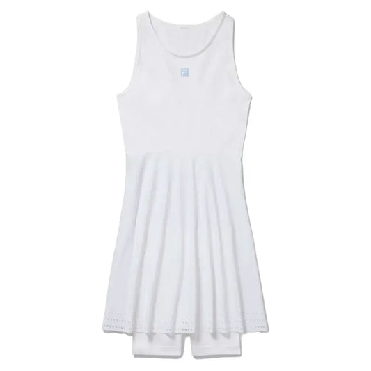 Women's Center Court Seamless Tennis Dress White and Reflective Silver-Apparel-Fila-TW511111_100-Tennis Express