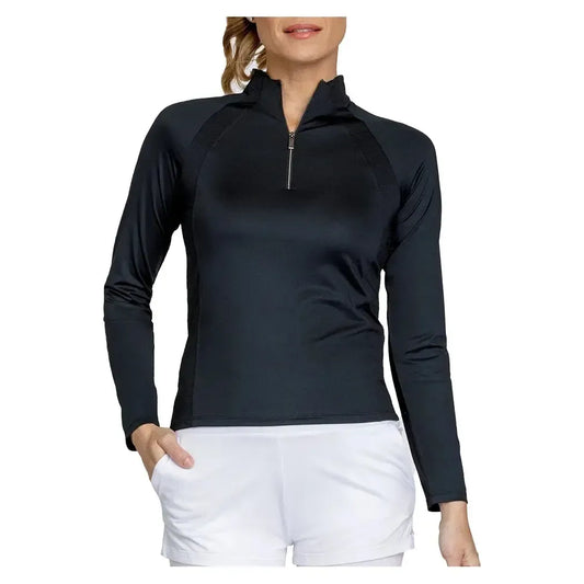 Women's Imelda Long Sleeve 3/4 Zip Tennis Top-Apparel-Tail-TX2969-B-bk-3-Tennis Express